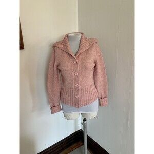 Old Navy VTG Baby Pink Cardigan Button Up Chunky Knit Sweater y2k Med wool pocke